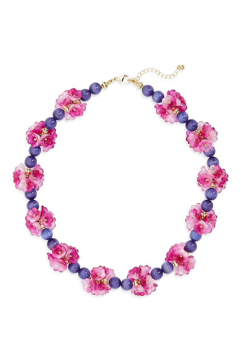 Yasamin Floral Beaded Necklace, Main, color, PURPLE