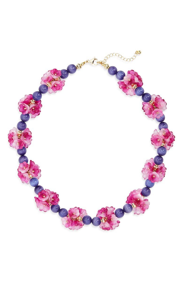 EYE CANDY LOS ANGELES Yasamin Floral Beaded Necklace, Main, color, Purple