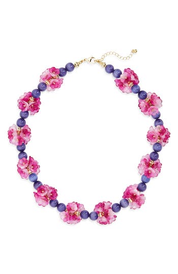 Eye Candy Los Angeles Yasamin Floral Beaded Necklace In Blue