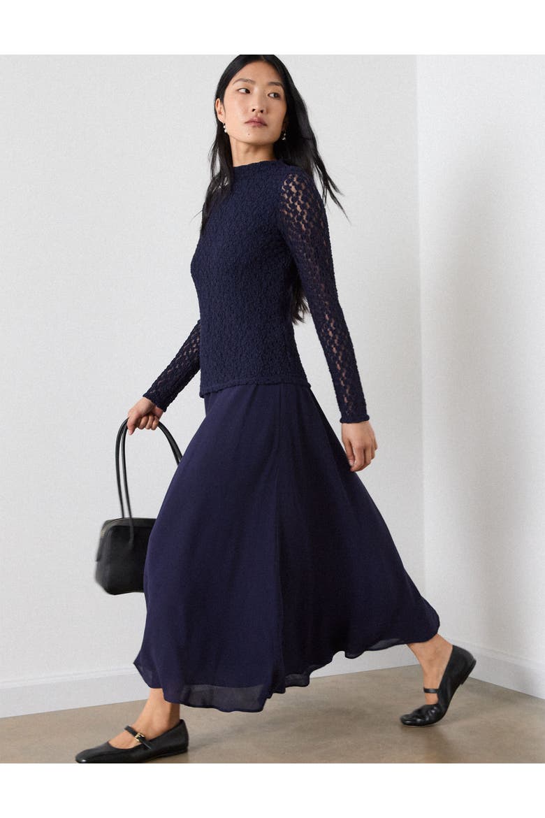 Drop Waist Midi Dress, Alternate, color, Navy