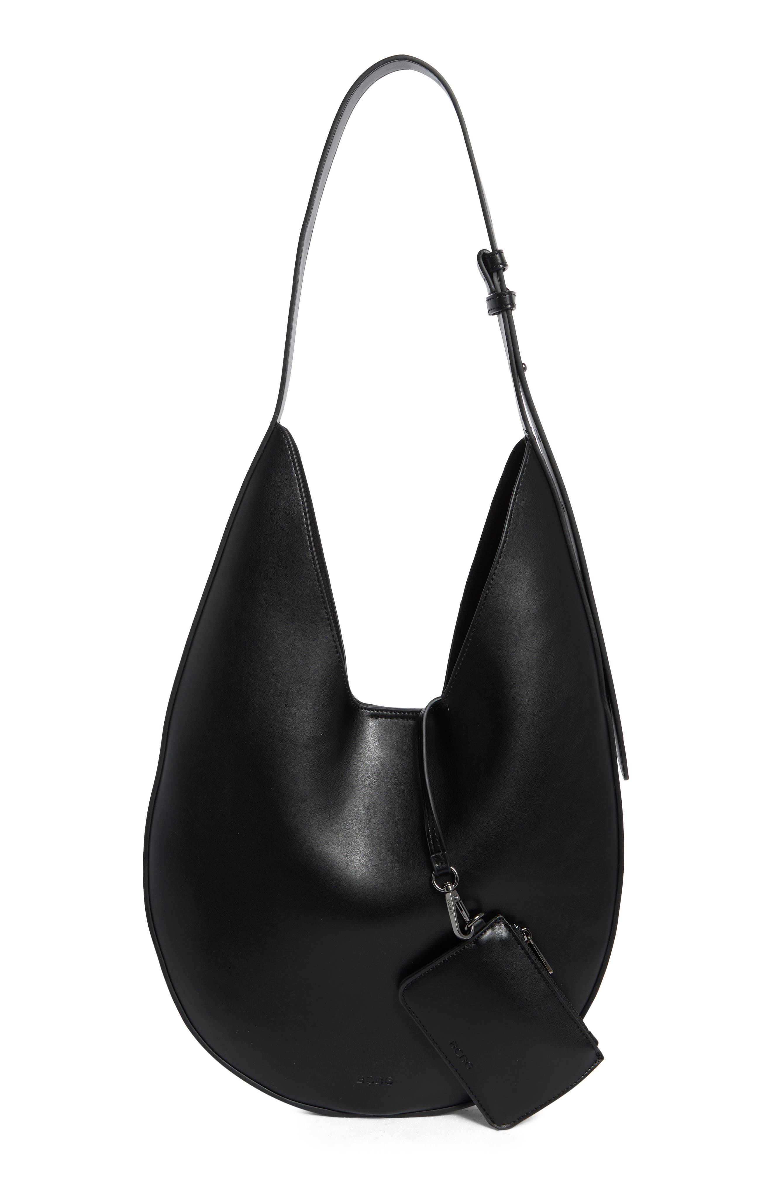 Faux Leather Hobo Bag, Alternate, color, BLACK