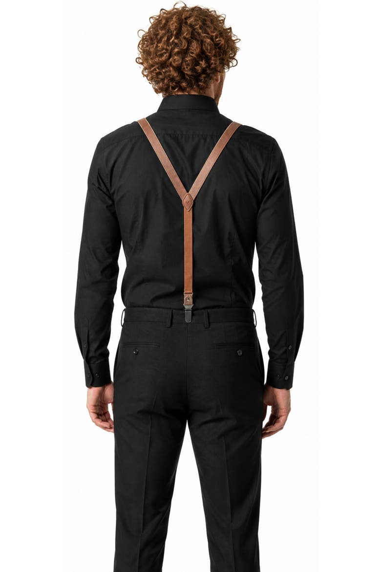 Genuine Leather Y-Back Suspenders & Bow Tie Set, Alternate, color, Suede Rust