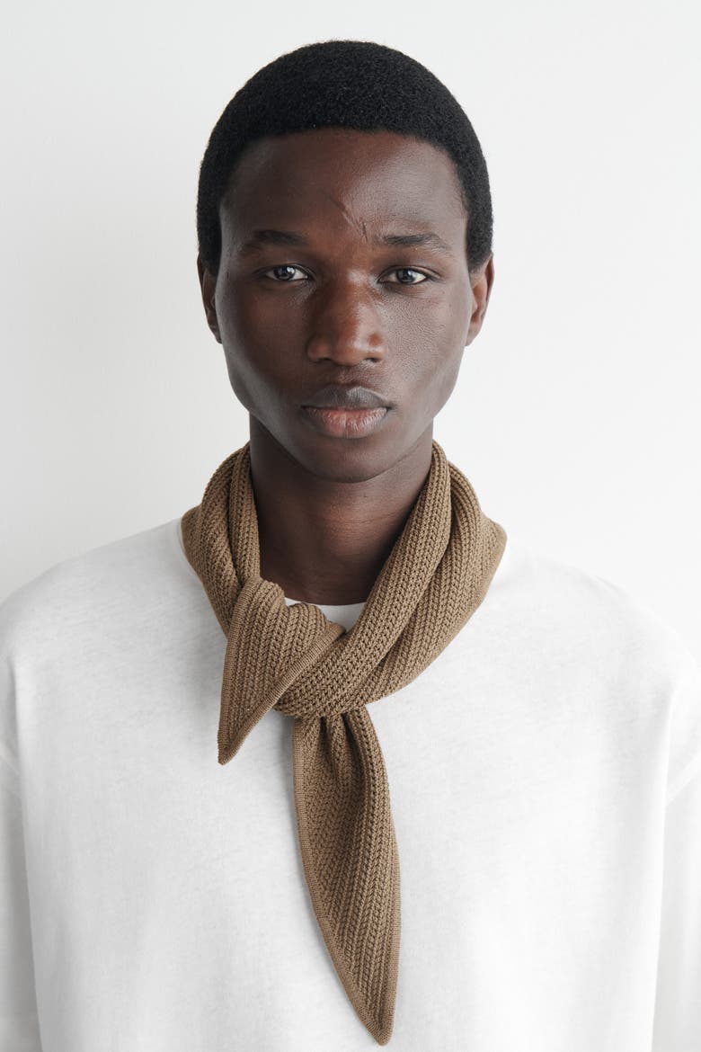 Open-knit Neck Scarf, Alternate, color, KHAKI