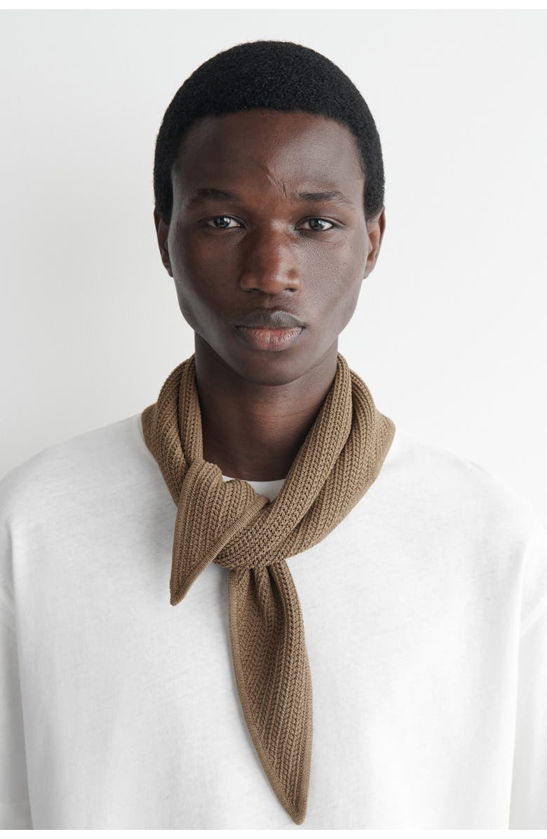 COS Open-knit Neck Scarf, Alternate, color, Khaki
