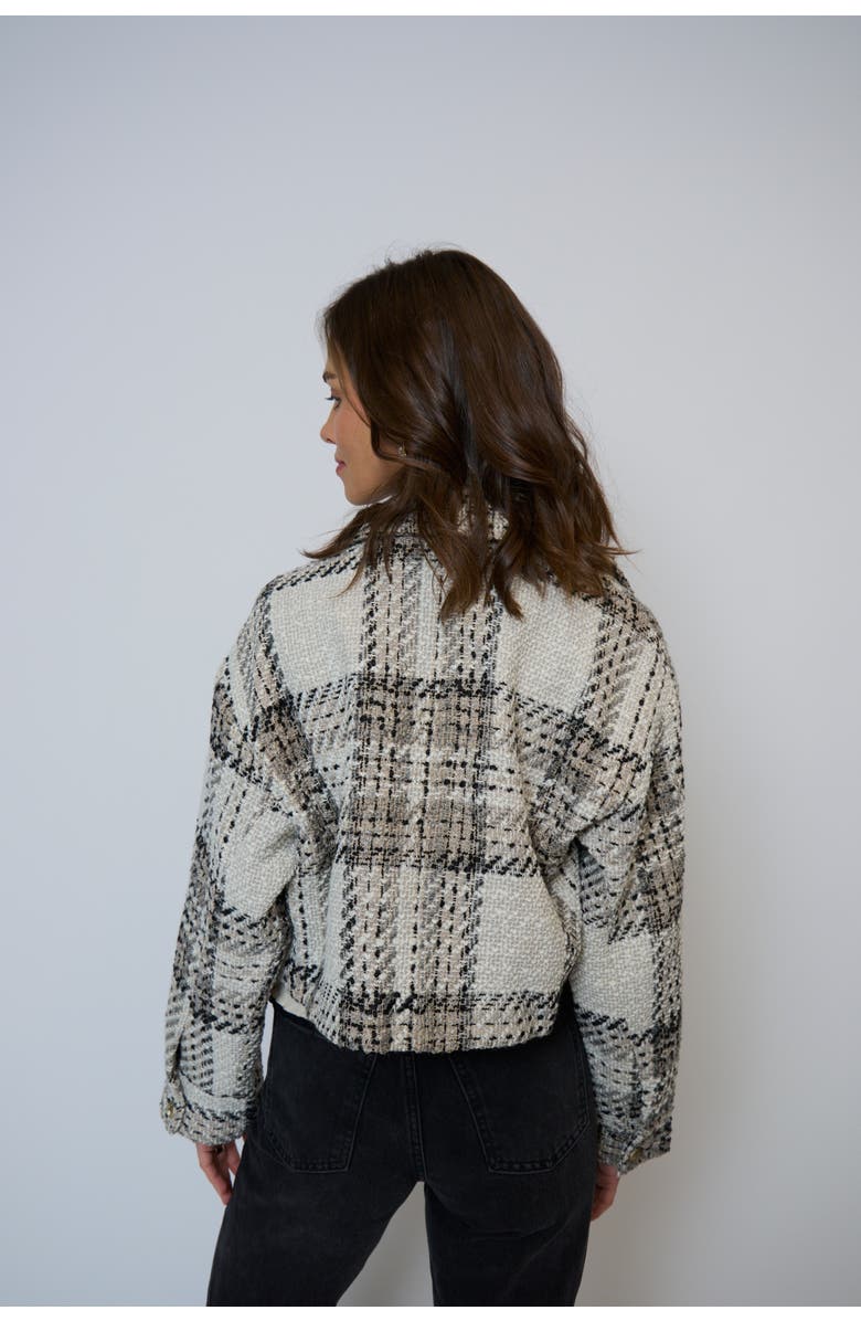 Central Park West Billie Cropped Oversize Tweed Jacket, Alternate, color, Plaid