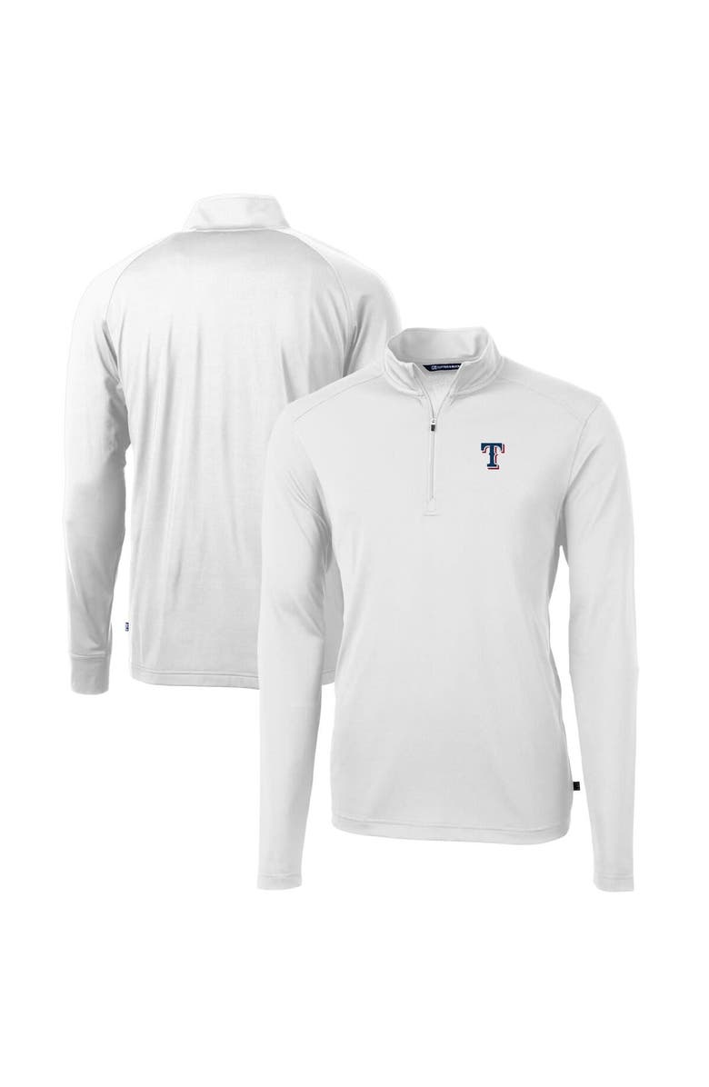 Cutter & Buck Men's Cutter & Buck  White Texas Rangers Virtue Eco Pique Recycled Quarter-Zip Pullover Top, Alternate, color, 