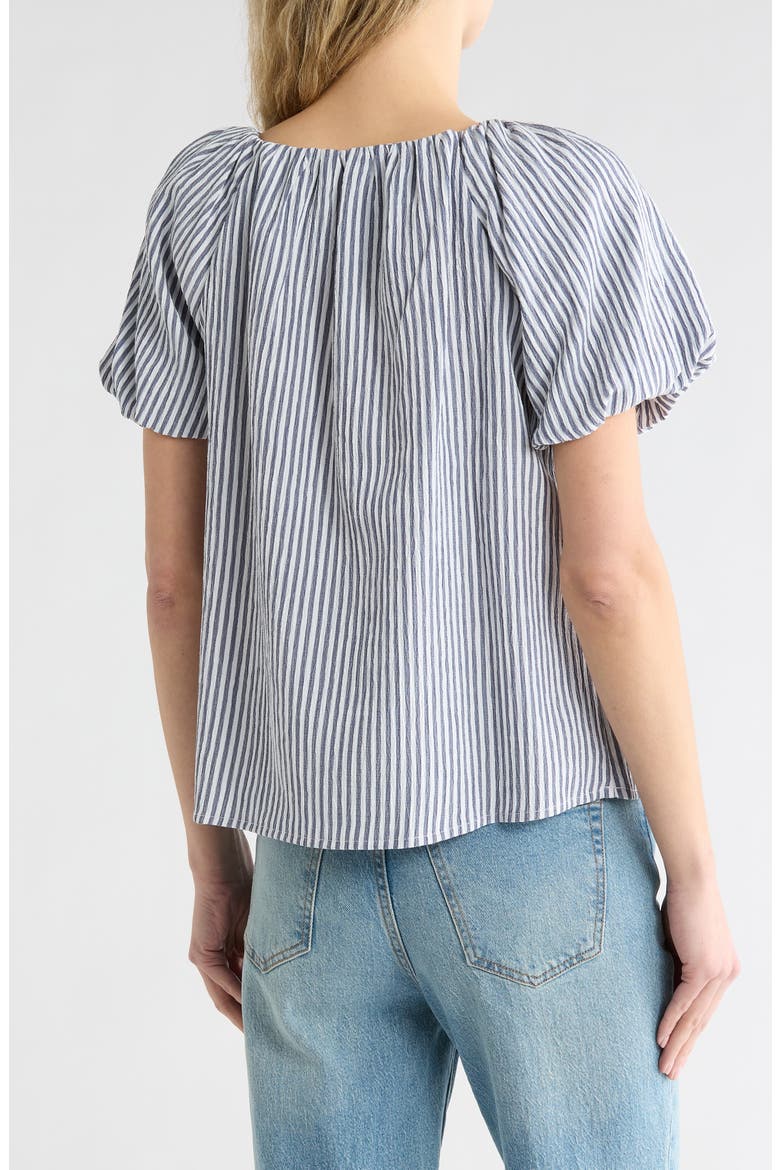 Stripe Puff Sleeve Seersucker Top, Alternate, color, NAVY WHITE
