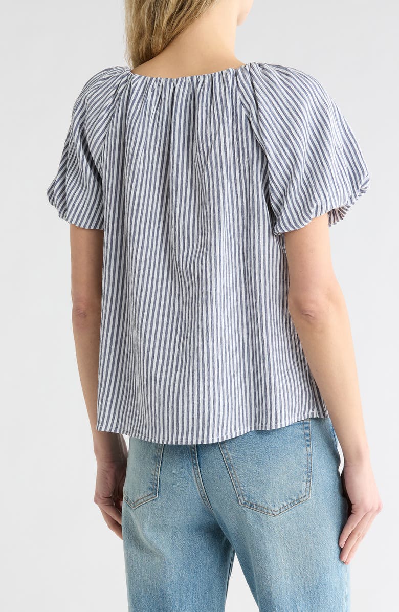 CHENAULT Stripe Puff Sleeve Seersucker Top, Alternate, color, Navy White