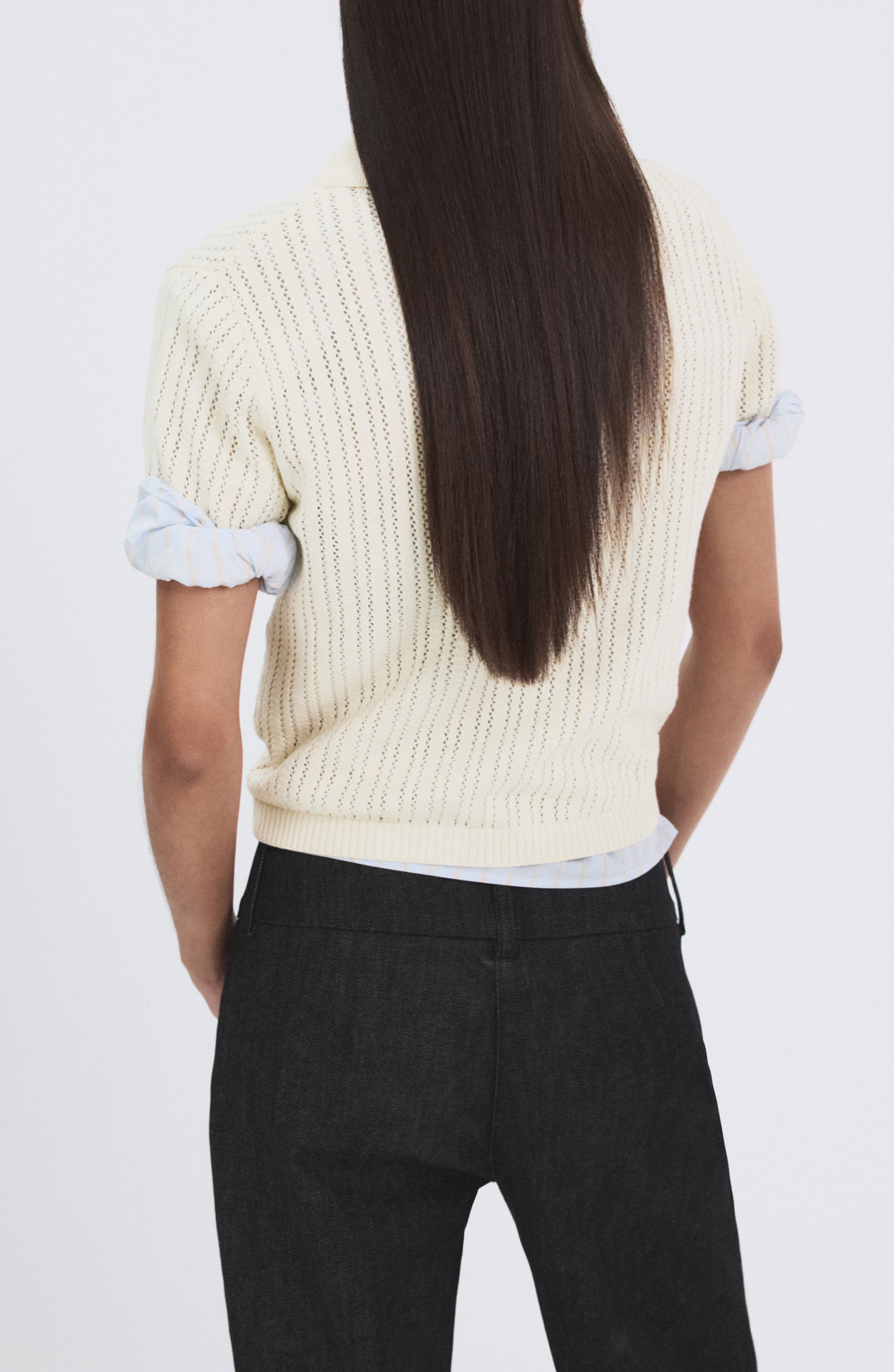 Open Stitch Cotton Polo Sweater - image 4