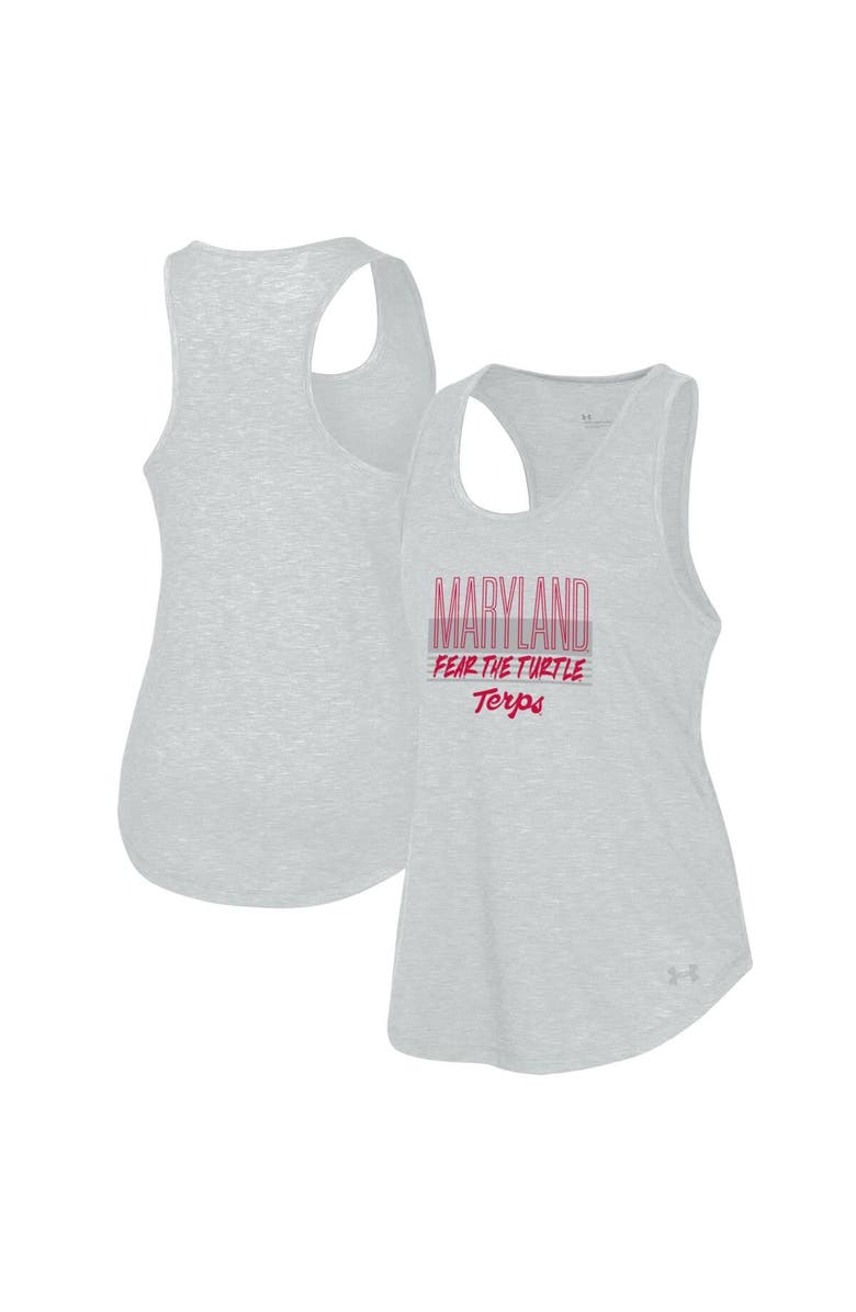 Under Armour Women's Under Armour Heather Gray Maryland Terrapins Breezy Racerback Tri-Blend Tank Top, Alternate, color, 