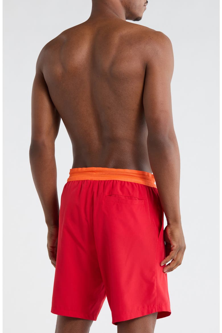 Webbed Elastic Swim Shorts, Alternate, color, RED