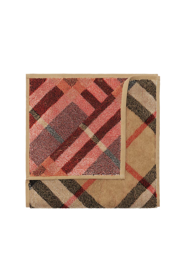 Skinny Check Cotton Towel, Alternate, color, Sand beige