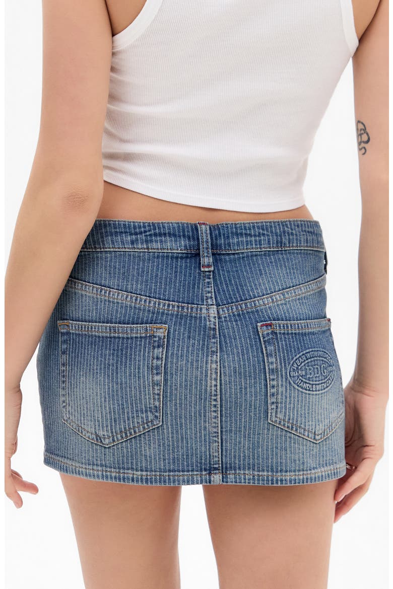 Striped Denim Miniskirt, Alternate, color, BLUE
