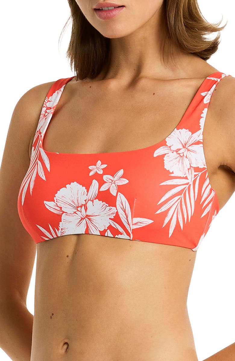 Sea Level Aloha Square Neck Bikini Top, Alternate, color, Flame