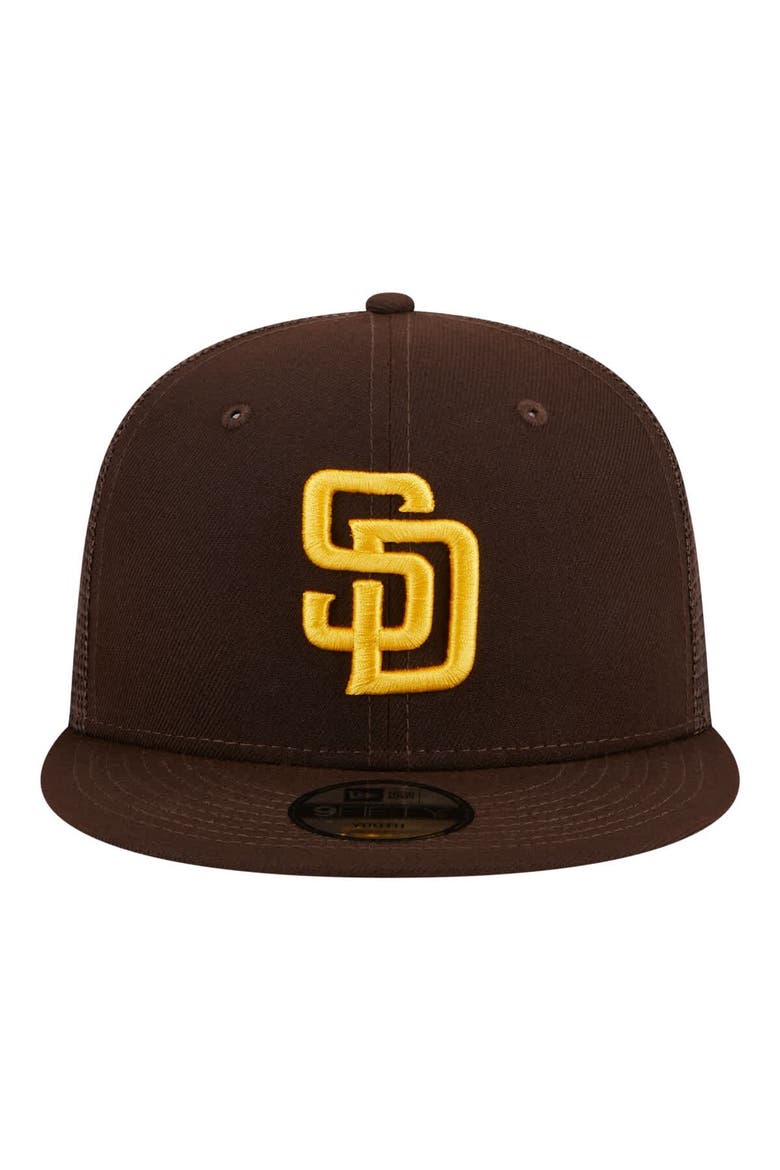 Youth New Era  Brown San Diego Padres 9FIFTY Trucker Snapback Hat, Alternate, color, Brown
