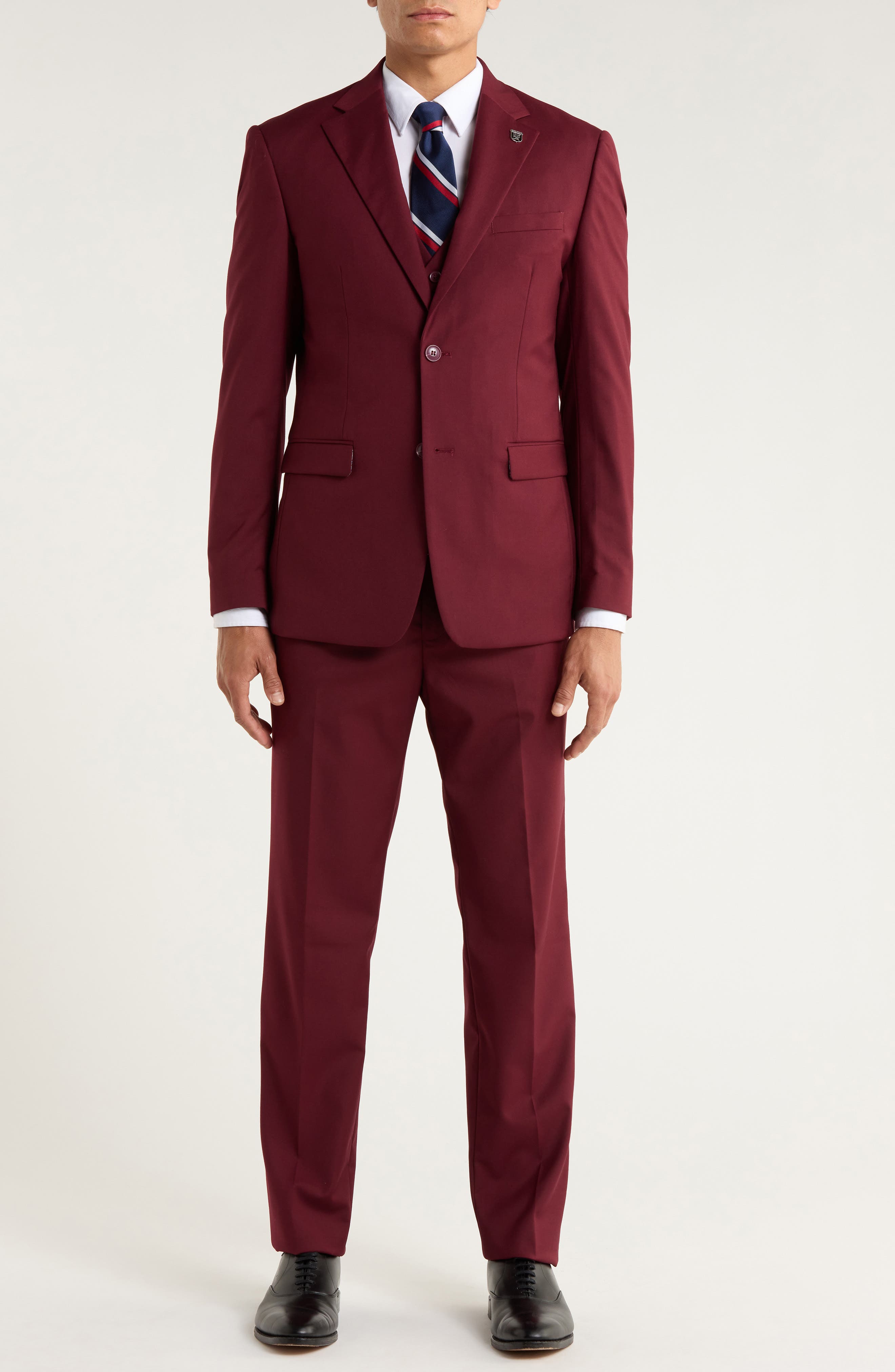 ZEGARIE Burgundy Mélange 3-Piece Suit