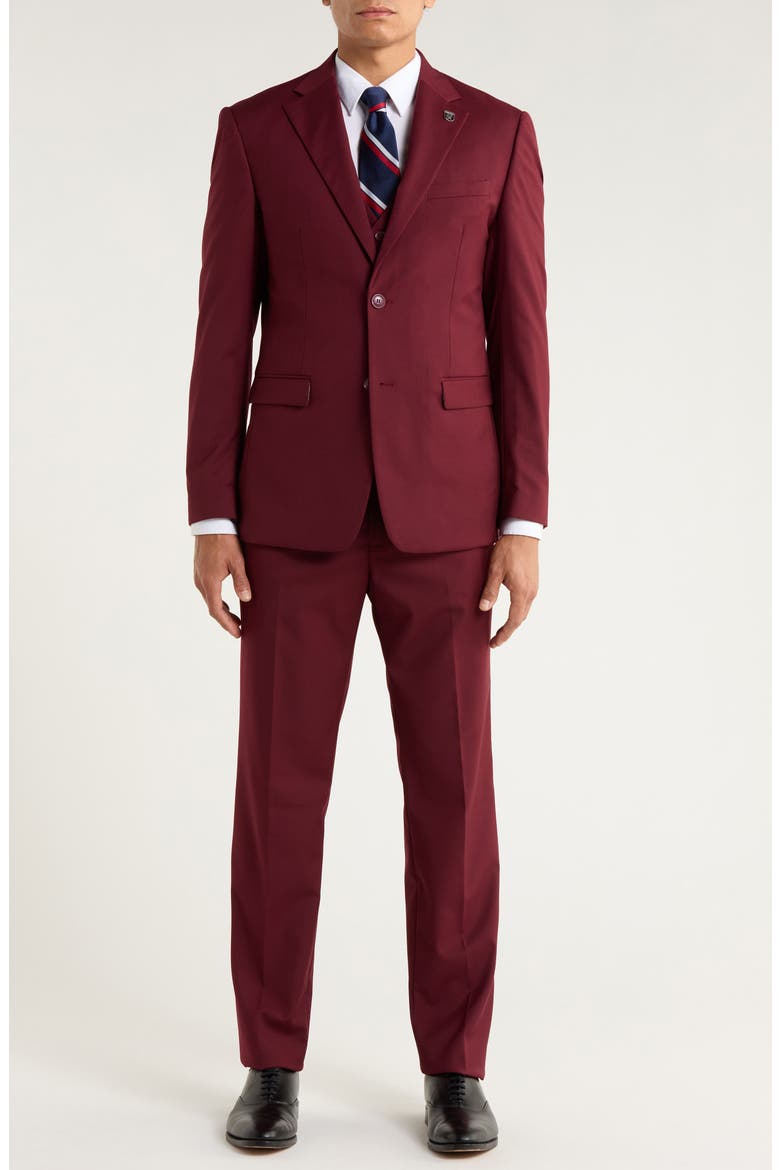 Burgundy Mélange 3-Piece Suit, Main, color, BURGUNDY