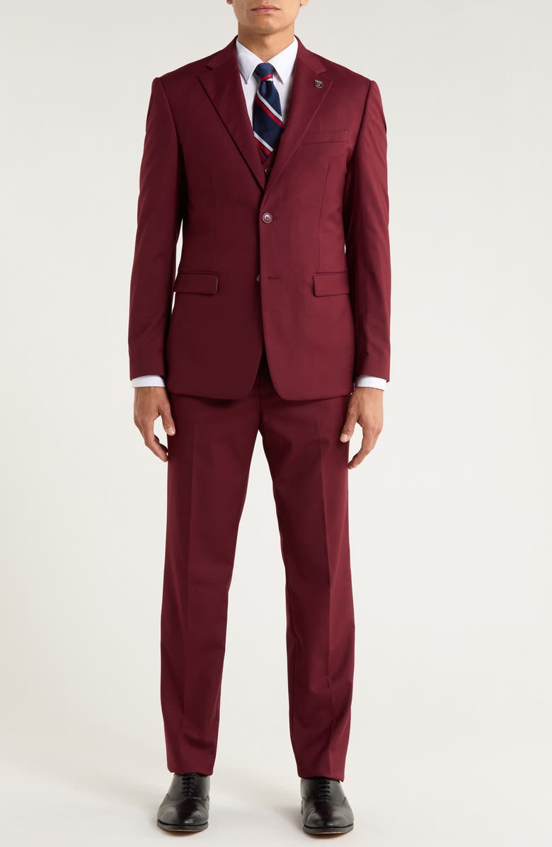 ZEGARIE Burgundy Mélange 3-Piece Suit, Main, color, Burgundy
