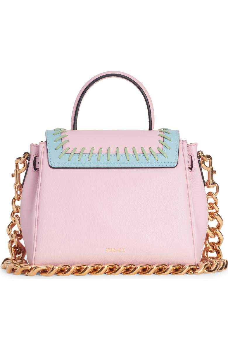 Versace La Medusa Two-Tone Whipstitch Leather Handbag, Alternate, color,