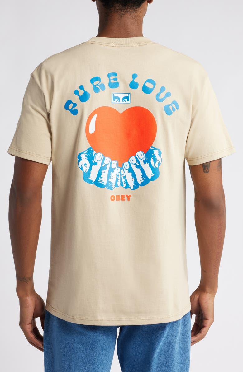 Obey Pure Love Cotton Graphic T-Shirt, Alternate, color, Sand