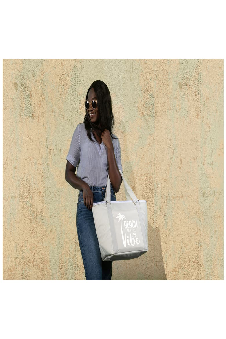 Topanga Beach Don't Kill My Vibe Sand Cooler Tote Bag, Alternate, color, BEIGE