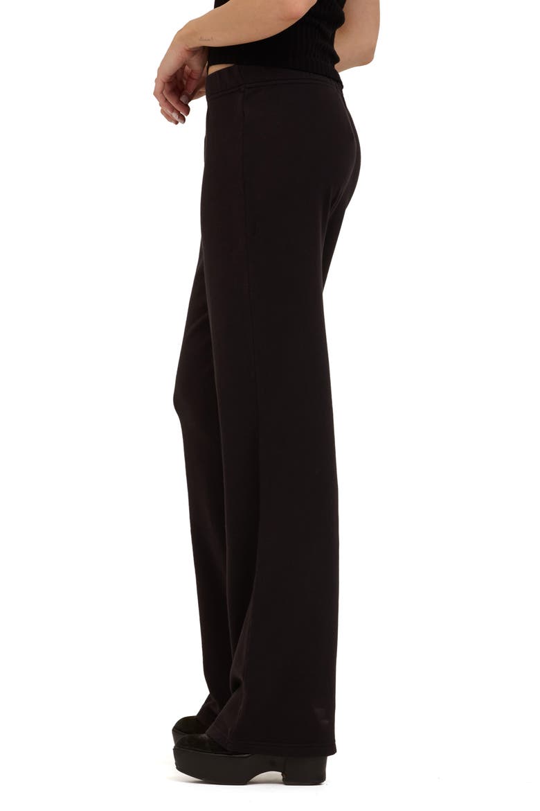 Studio Wide Leg Cotton Sweatpants, Alternate, color, BLACK