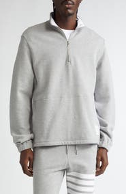 Thom Browne 4-Bar Stripe Funnel Neck Half Zip Sweatshirt