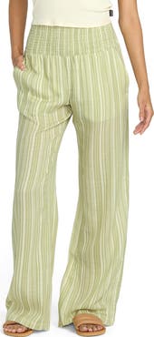 Billabong New Waves Stripe Smock Waist Cotton Gauze Pants