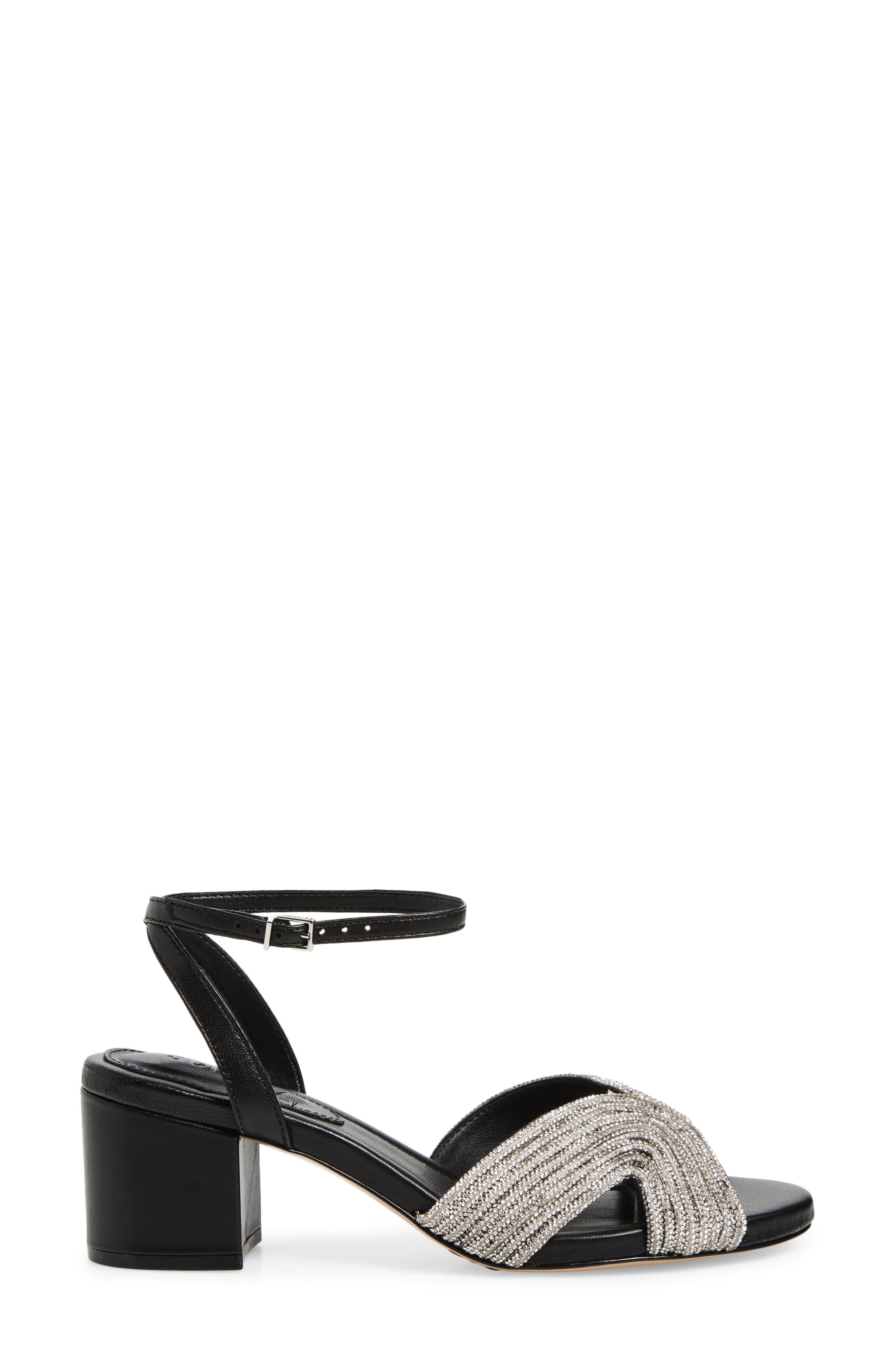Schutz Hattie Ankle Strap Sandal, Alternate, color, Cristal/ Transparente/ Black