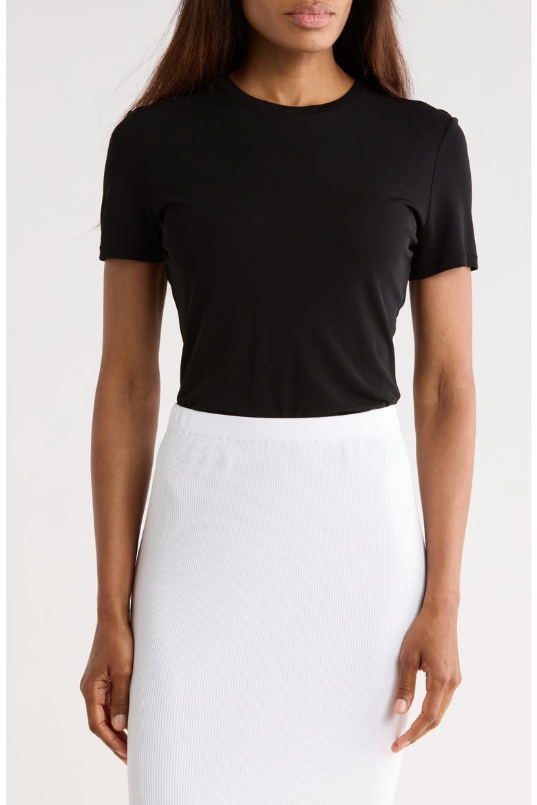 Crewneck Crop T-Shirt, Main, color, BLACK