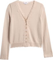 Re/Done Ruby Lace Trim Cashmere Cardigan
