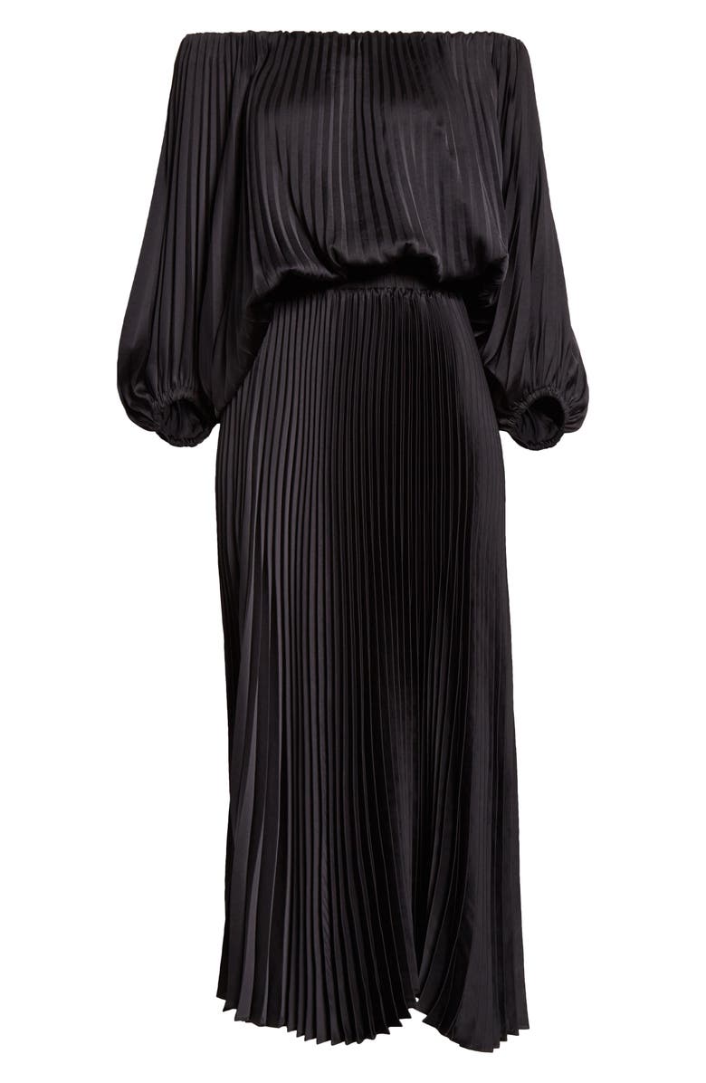 A.L.C. Sienna Pleated Off the Shoulder Maxi Dress, Alternate, color, 