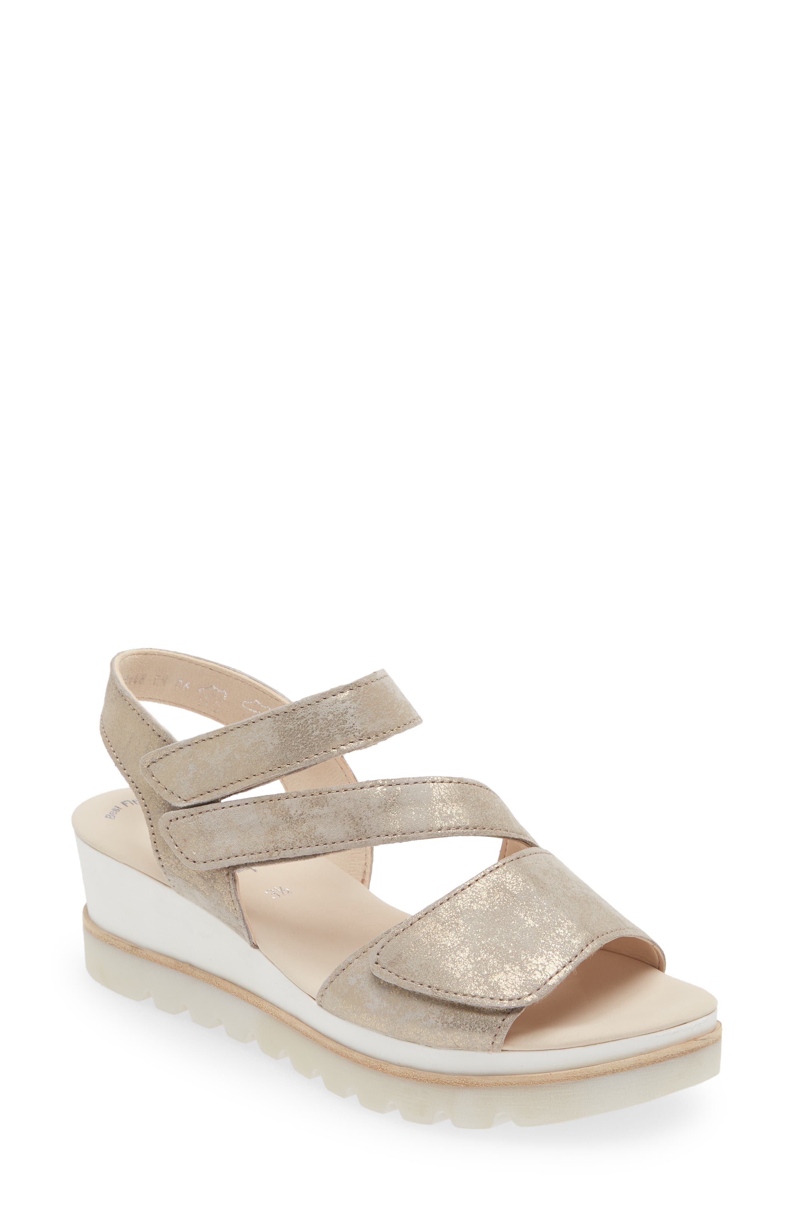 Gabor Asymmetric Strappy Wedge Sandal, Main, color, Beige