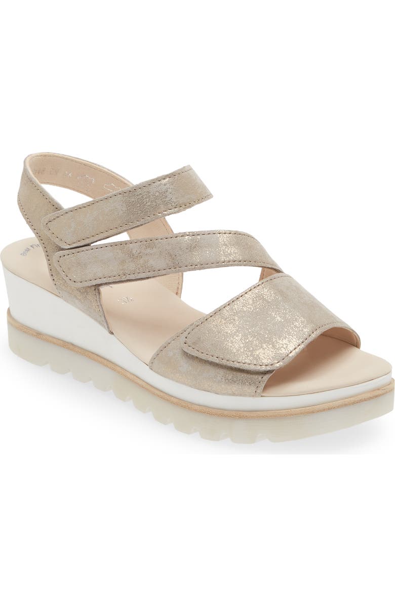 Gabor Asymmetric Strappy Wedge Sandal, Main, color, Beige