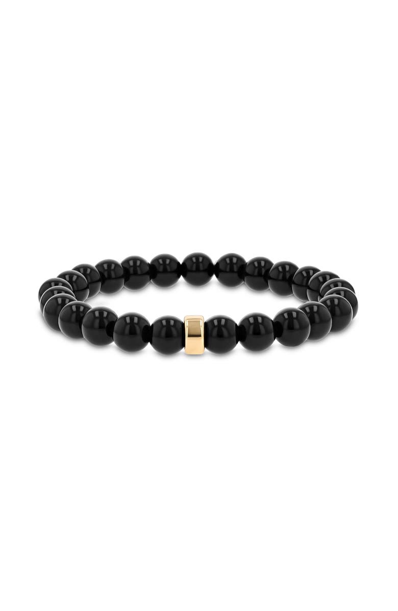 Mr Lowe by Sheryl Lowe Mr Lowe Bead Bracelet with Plain Rondelle, Main, color, Onyx / 14Kt Gold