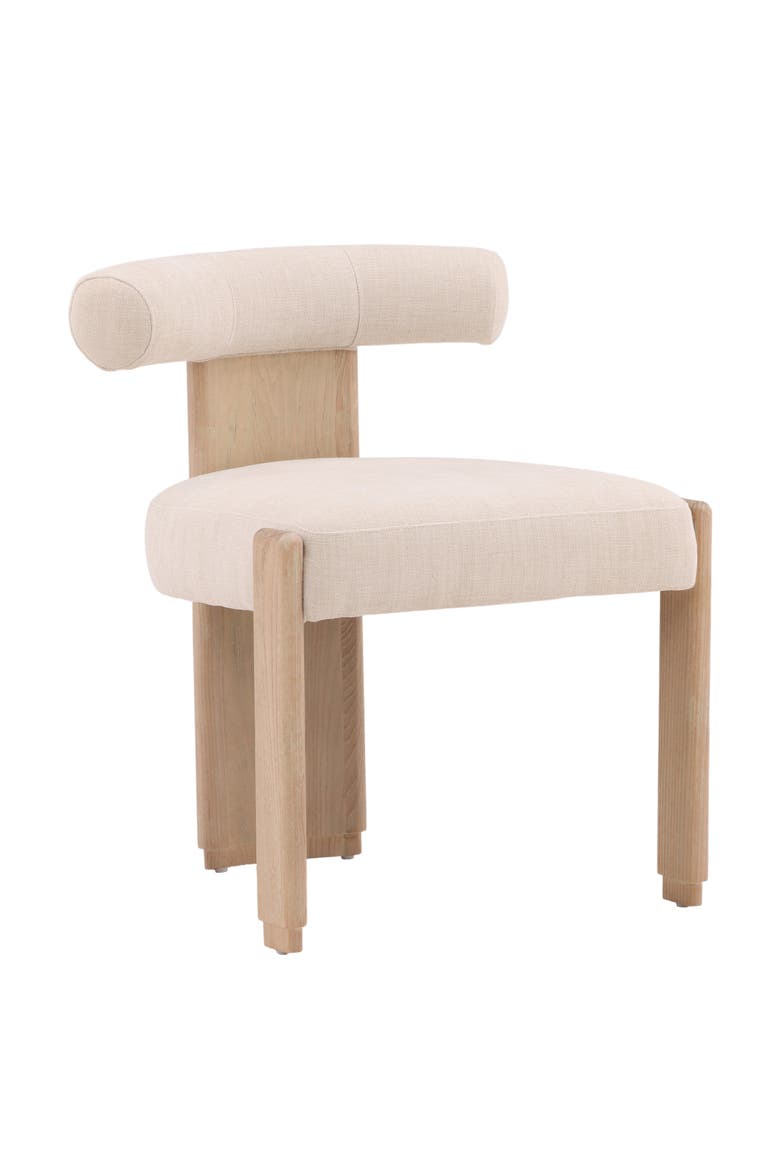 Giselle Upholstered Dining Chair with Wood Frame, Main, color, Cream