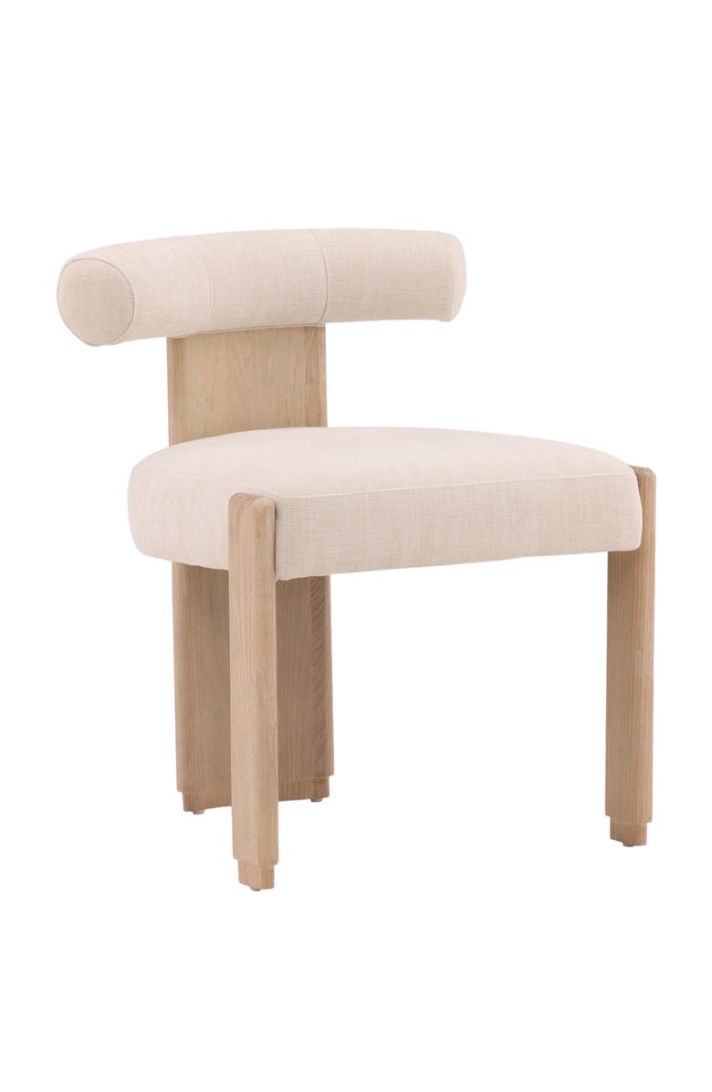 Dovetail Furniture Giselle Upholstered Dining Chair with Wood Frame, Main, color, Cream