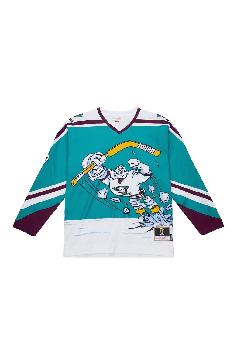 Mitchell & Ness Men's Mitchell & Ness Teemu Selanne Teal Anaheim Ducks 1995-96 Power Play Jersey, Alternate, color, Teal