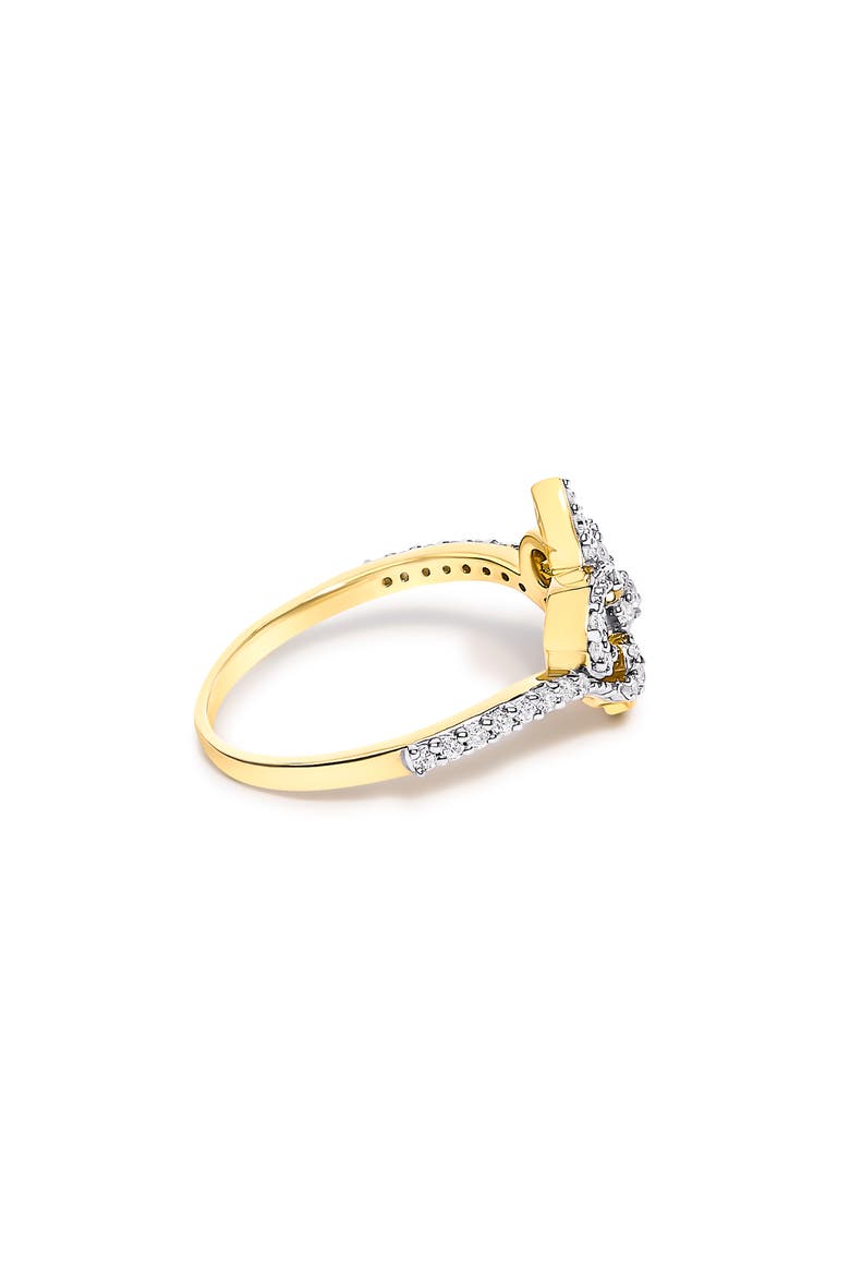 14K Yellow Gold Plated .925 Sterling Silver 1/4 Cttw Diamond Fleur-de-Lis Ring, Alternate, color, Yellow Gold over Silver