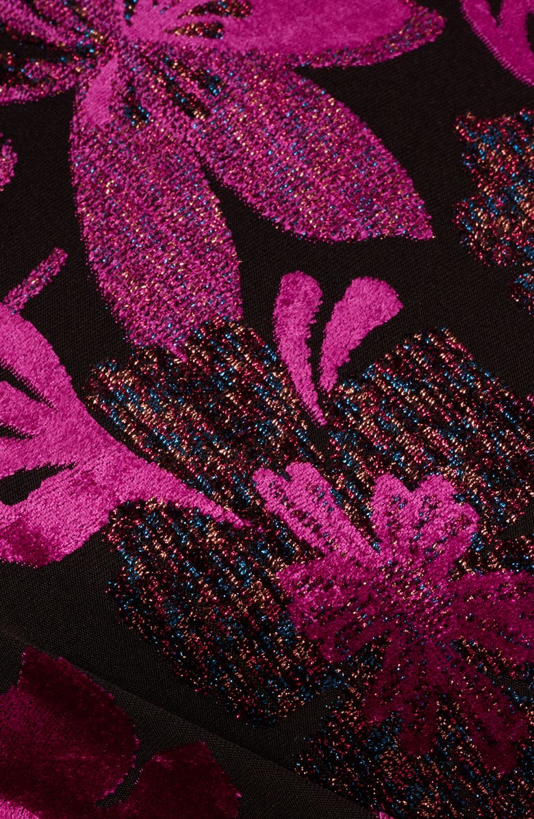 Adrianna Papell Metallic Velvet Cowl Back Dress, Alternate, color, 