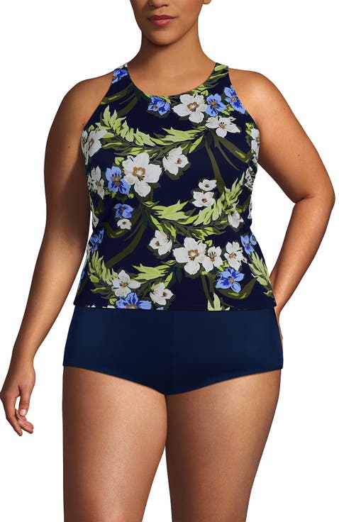 Tugless High Neck Strappy Back Tankini Swimsuit Top