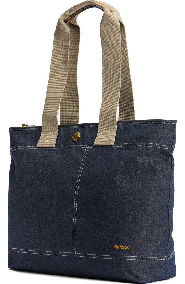 Barbour Mya Two-Tone Dry Wax Cotton Tote, Alternate, color, Indigo