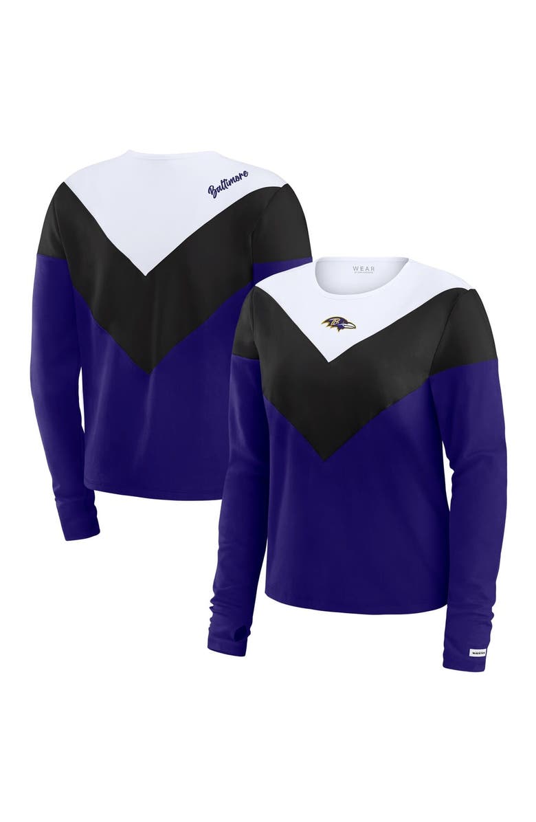 WEAR by Erin Andrews Women's WEAR by Erin Andrews Purple/Black Baltimore Ravens Chevron Tri-Blend Long Sleeve T-Shirt, Main, color, 
