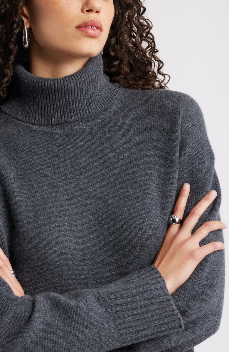 Nordstrom Long Sleeve Wool & Cashmere Sweater Dress, Alternate, color, Grey Dark Charcoal Heather