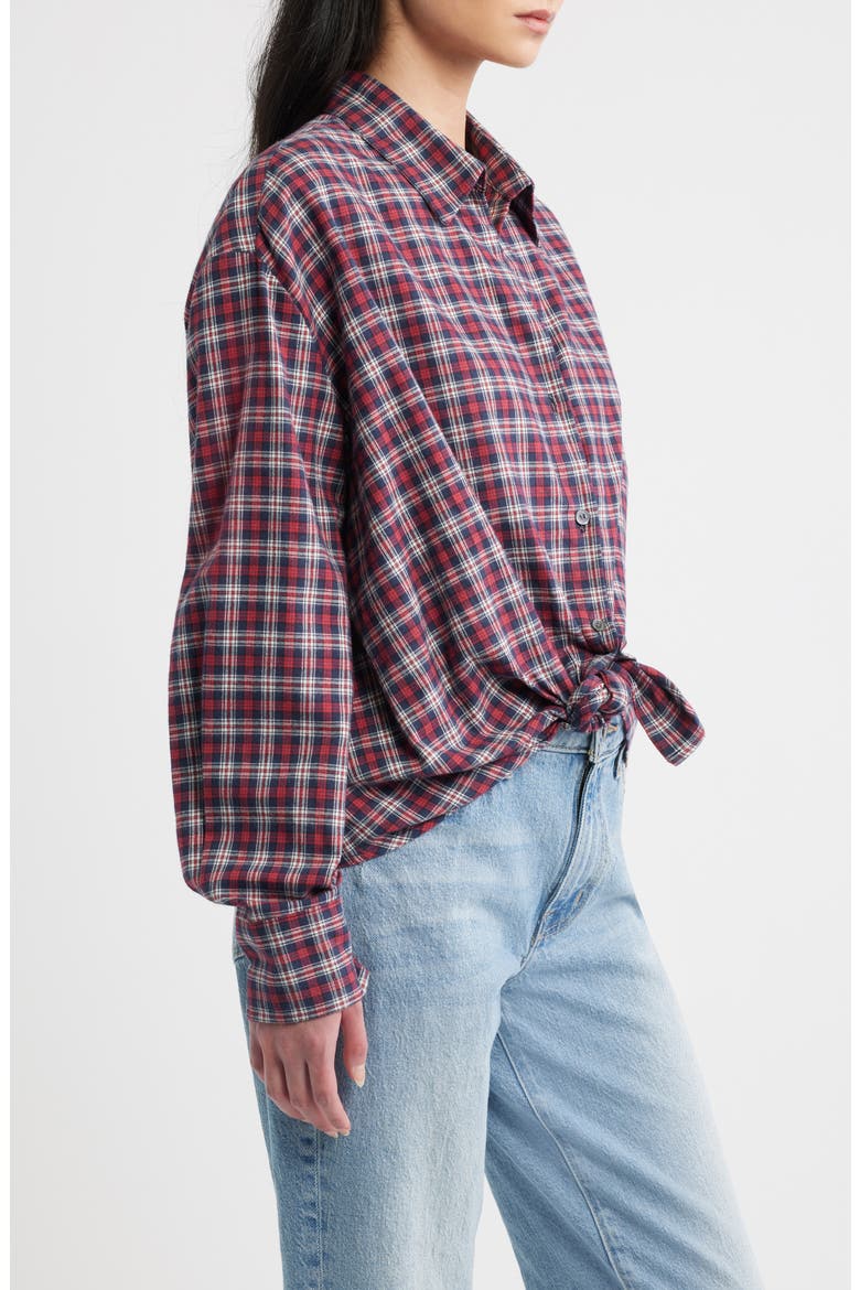 Plaided Knotted Front Cotton Shirt, Alternate, color, EASTWICK PLAID