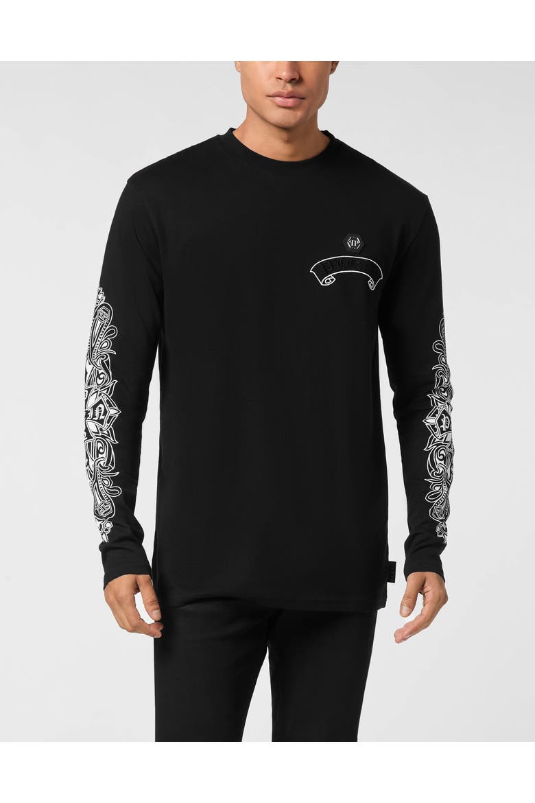 Long Sleeve T-Shirt Chrome Crest Men, Main, color, black