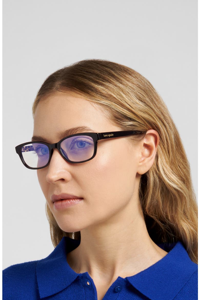 joetta 50mm rectangular blue light blocking glasses, Alternate, color, BLACK/ BLUE AS