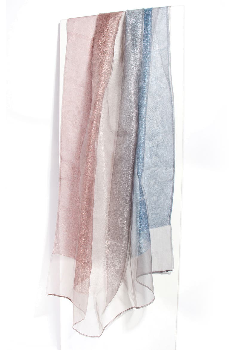 Ombré Shimmer Silk Scarf, Alternate, color, PINK