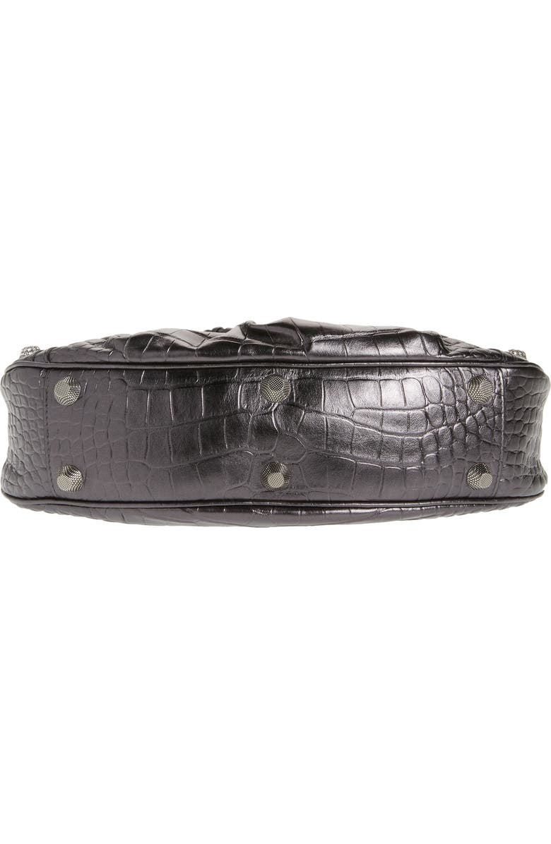 Balenciaga Small Le Cagole Metallic Croc Embossed Leather Shoulder Bag, Alternate, color,
