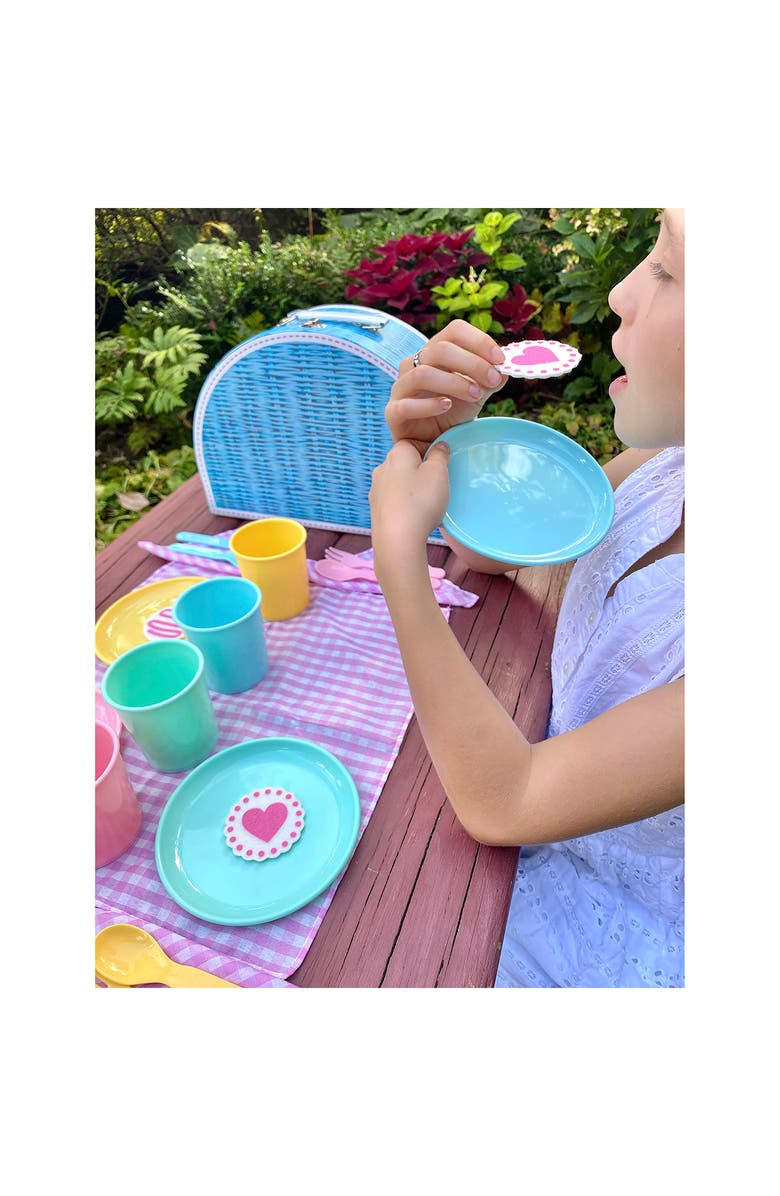 BRIGHT STRIPES 25-Piece Deluxe Picnic Set & Carrying Case, Alternate, color, Blue Multi